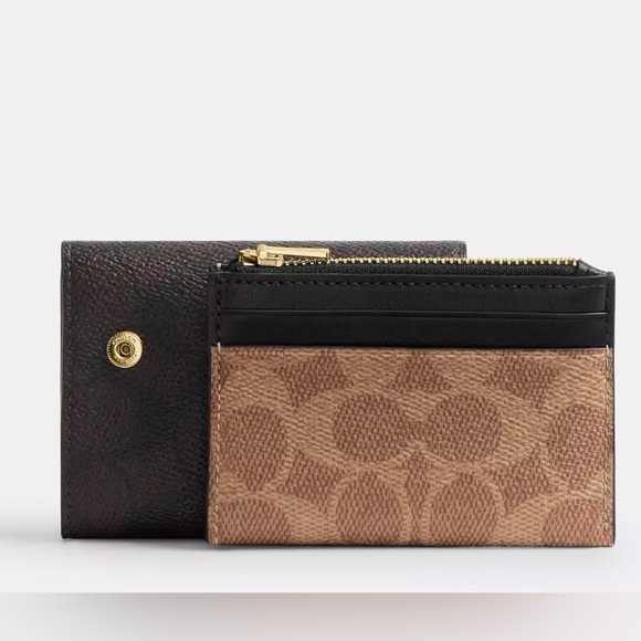 Coach NWT Cardholder Wallet Blocked Signature Canvas (detachable 2-piece) - Picture 1 of 6